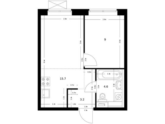 32,5 м², 1-комн. квартира, 7/9 этаж