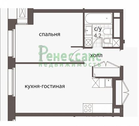 Продажа 1-комнатной квартиры 39,1 м², 2/8 этаж