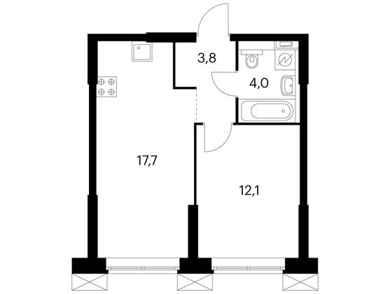Продажа 1-комнатной квартиры 37,6 м², 23/28 этаж