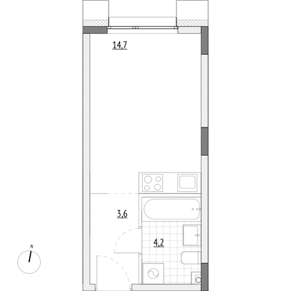 Продажа квартиры-студии 22,5 м², 2/7 этаж