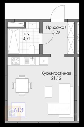 Продажа 1-комнатной квартиры 31,1 м², 6/13 этаж