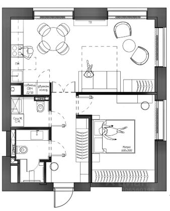 Продажа 2-комнатной квартиры 54 м², 34/48 этаж