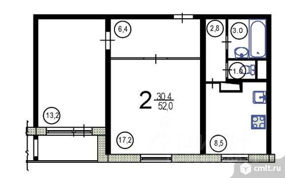 Продажа 2-комнатной квартиры 54 м², 7/12 этаж