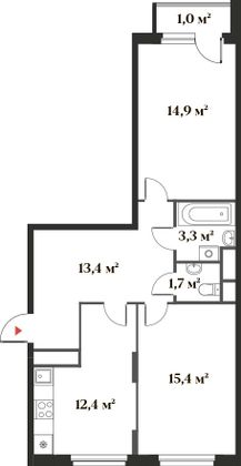 62,1 м², 2-комн. квартира, 2/6 этаж