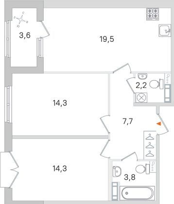 Продажа 2-комнатной квартиры 63,6 м², 4/4 этаж