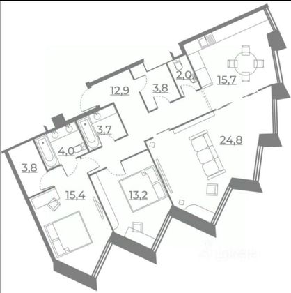 Продажа 3-комнатной квартиры 99,9 м², 3/21 этаж
