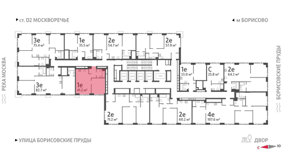 Продажа 1-комнатной квартиры 41,2 м², 39/52 этаж