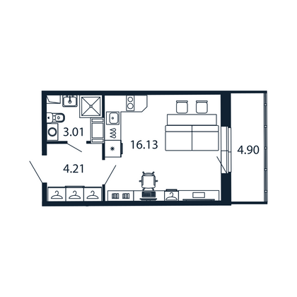 Продажа квартиры-студии 22,7 м², 12/12 этаж
