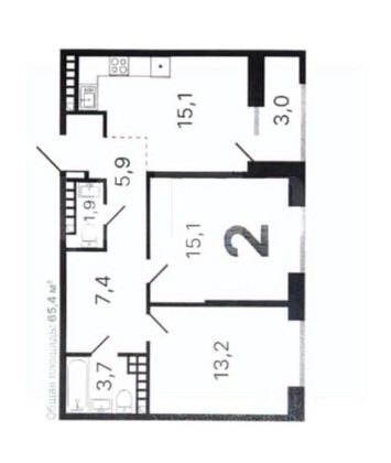 Продажа 2-комнатной квартиры 62,4 м², 9/9 этаж