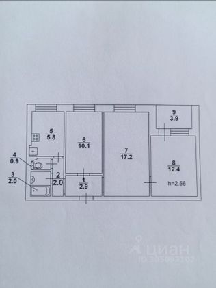 Продажа 3-комнатной квартиры 54 м², 3/9 этаж