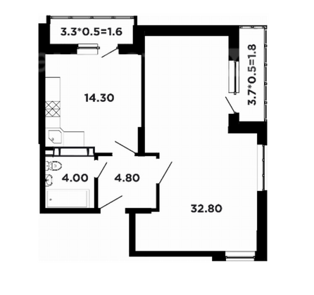 Продажа 1-комнатной квартиры 59,3 м², 18/20 этаж