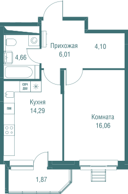 Продажа 1-комнатной квартиры 47 м², 3/20 этаж