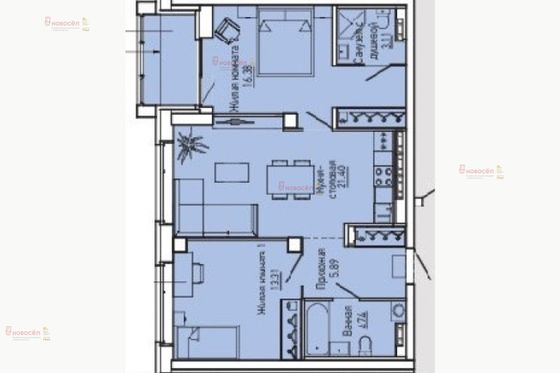 Продажа 2-комнатной квартиры 66 м², 6/26 этаж