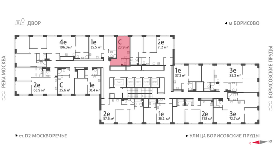 Продажа квартиры-студии 23,9 м², 43/52 этаж