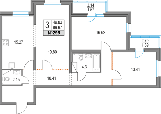 Продажа 3-комнатной квартиры 90 м², 4/19 этаж