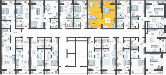 Продажа 1-комнатной квартиры 38,1 м², 17/19 этаж