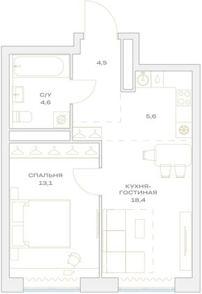 Продажа 2-комнатной квартиры 40,6 м², 15/23 этаж