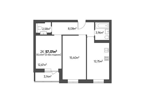 Продажа 2-комнатной квартиры 57 м², 5/9 этаж