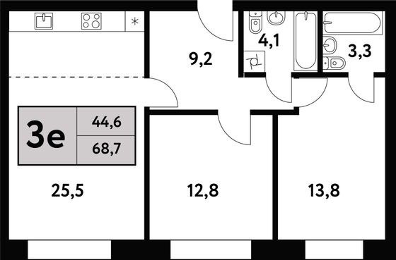 68,7 м², 3-комн. квартира, 35/35 этаж