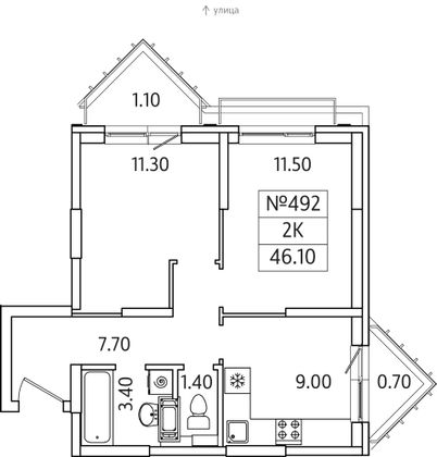 Продажа 2-комнатной квартиры 46,1 м², 21/25 этаж