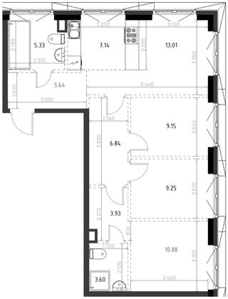 74,8 м², 3-комн. квартира, 9/10 этаж