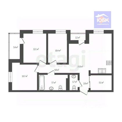 Продажа 4-комнатной квартиры 80 м², 1/16 этаж