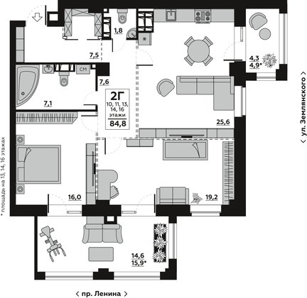 Продажа 2-комнатной квартиры 95,3 м², 14/18 этаж