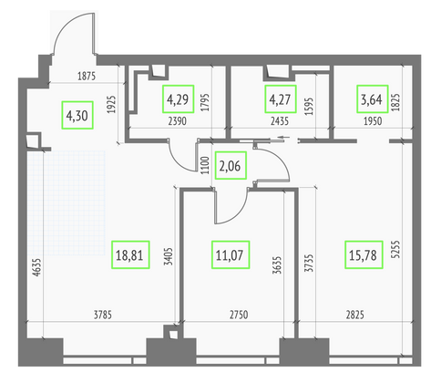 Продажа 2-комнатной квартиры 64,2 м², 13/57 этаж