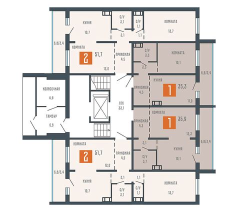 Продажа 1-комнатной квартиры 35,9 м², 1/10 этаж