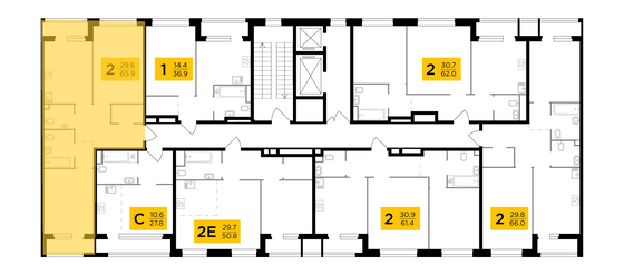 Продажа 2-комнатной квартиры 65,9 м², 2/12 этаж