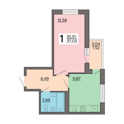 Продажа 1-комнатной квартиры 37 м², 16/18 этаж