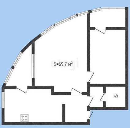 Продажа 2-комнатной квартиры 69,7 м², 16/25 этаж