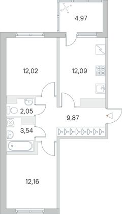 Продажа 2-комнатной квартиры 54,2 м², 5/5 этаж