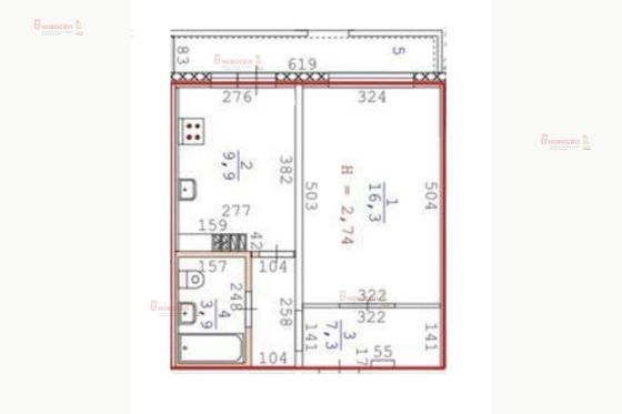 Продажа 1-комнатной квартиры 37 м², 2/3 этаж