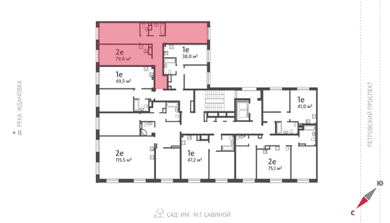 79,2 м², 2-комн. квартира, 5/9 этаж