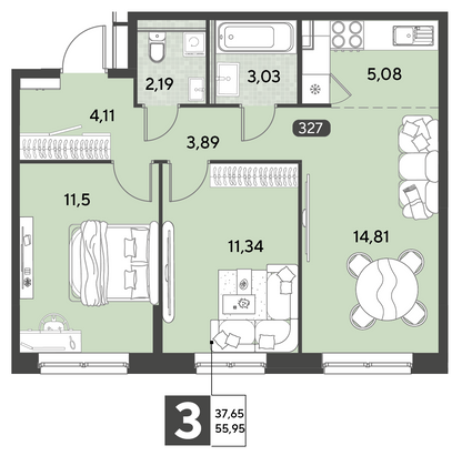 Продажа 3-комнатной квартиры 56 м², 18/25 этаж