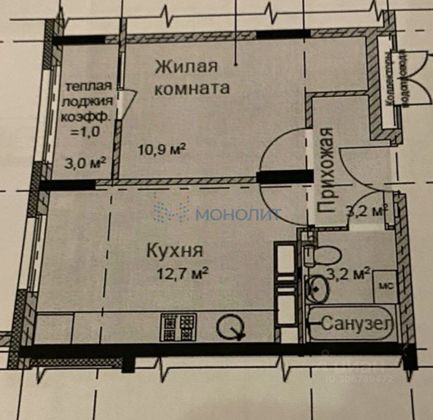 Продажа 1-комнатной квартиры 33 м², 8/19 этаж