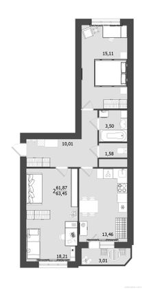 Продажа 2-комнатной квартиры 63,5 м², 2/9 этаж