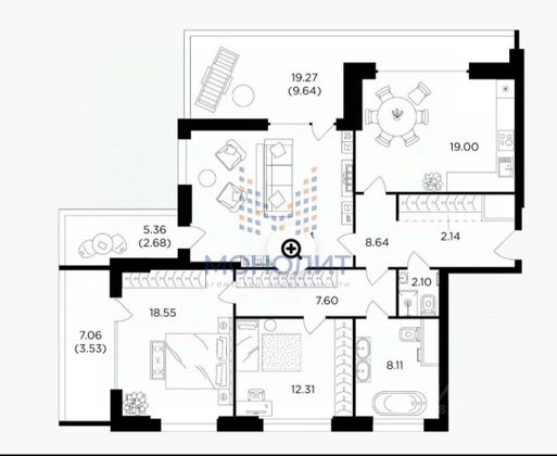 Продажа 3-комнатной квартиры 119 м², 26/30 этаж