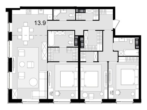 Продажа 4-комнатной квартиры 133,1 м², 45/47 этаж