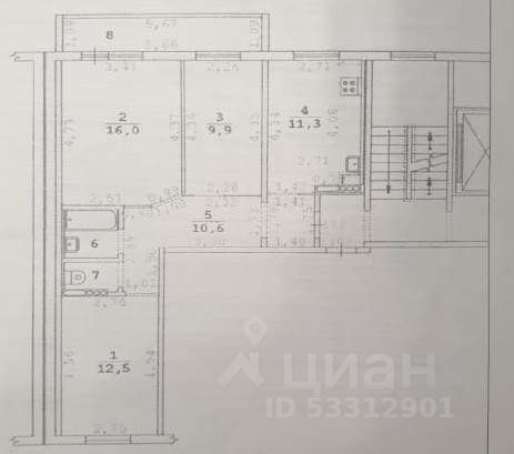 Продажа 3-комнатной квартиры 64 м², 3/9 этаж