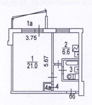 Продажа 1-комнатной квартиры 34,6 м², 8/9 этаж