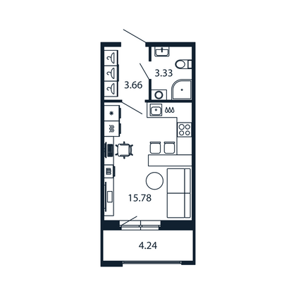 Продажа квартиры-студии 24,9 м², 2/12 этаж