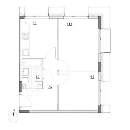 Продажа 2-комнатной квартиры 44,9 м², 2/7 этаж