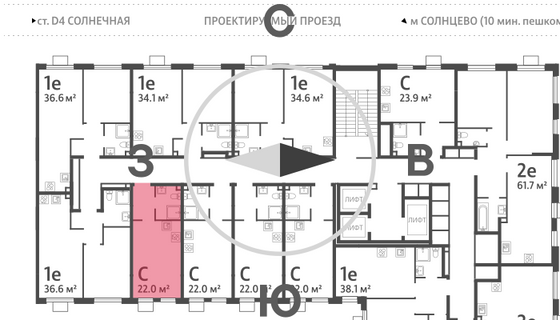 Продажа квартиры-студии 22 м², 19/24 этаж