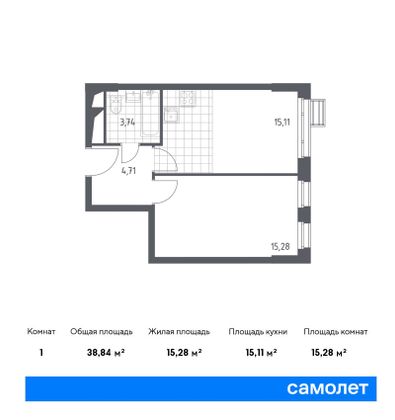 Продажа 1-комнатной квартиры 38,8 м², 11/31 этаж