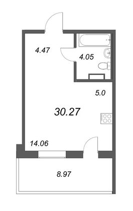 Продажа квартиры-студии 30,3 м², 5/5 этаж
