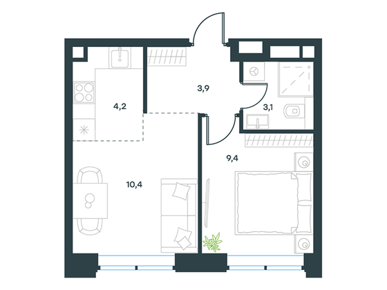 Продажа 2-комнатной квартиры 31 м², 2/32 этаж