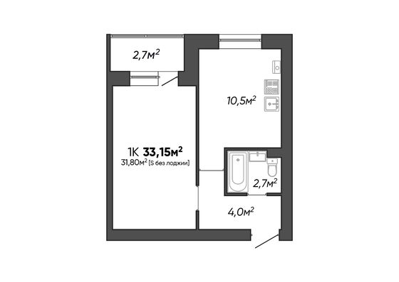 Продажа 1-комнатной квартиры 33,2 м², 2/3 этаж