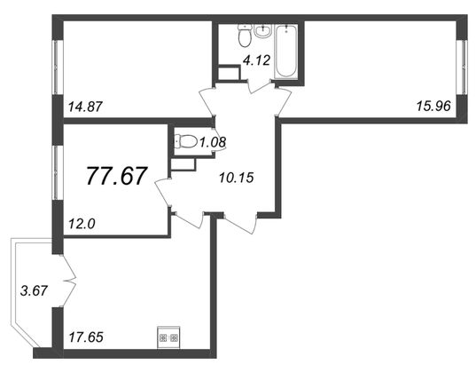 Продажа 4-комнатной квартиры 77,7 м², 10/12 этаж